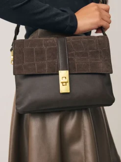Tassen En Portemonnees*Next - Crossbodytas met imitatie krokodillenleer Chocoladebruin