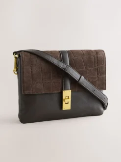 Tassen En Portemonnees*Next - Crossbodytas met imitatie krokodillenleer Chocoladebruin