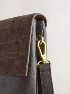Tassen En Portemonnees*Next - Crossbodytas met imitatie krokodillenleer Chocoladebruin