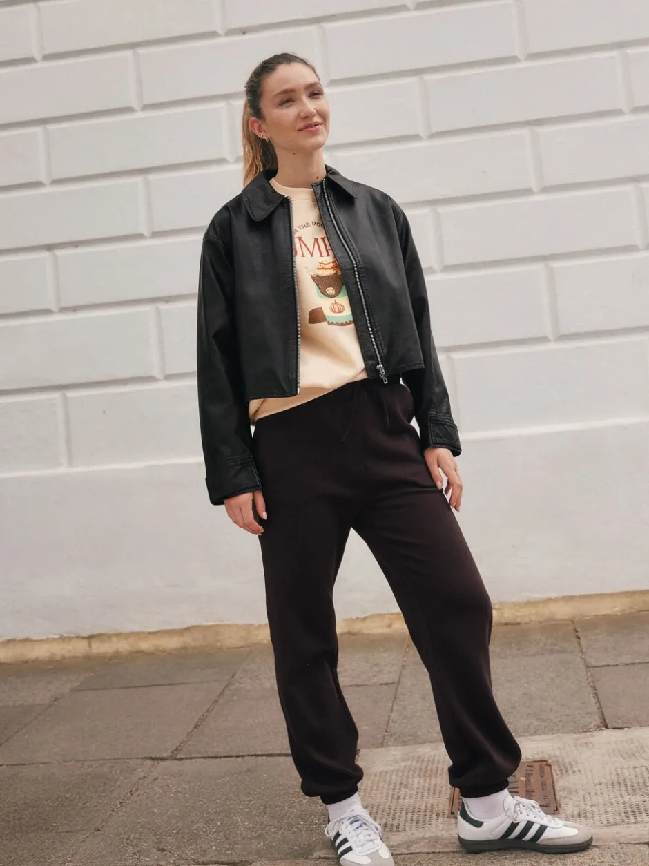Leggings En Joggingbroeken|Next - Essentiële jersey joggingbroek met manchetten Chocoladebruin