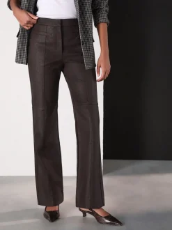 Kostuums En Werkkleding*Next Chocoladebruin - Faux Leather Flared Trousers