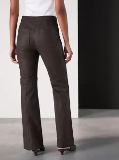 Kostuums En Werkkleding*Next Chocoladebruin - Faux Leather Flared Trousers