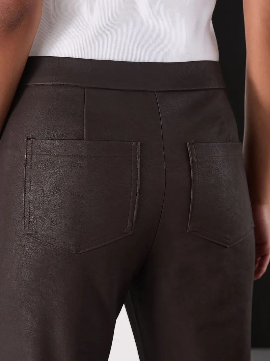 Kostuums En Werkkleding*Next Chocoladebruin - Faux Leather Flared Trousers