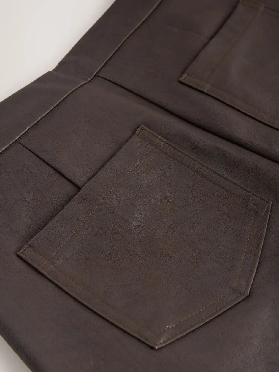 Kostuums En Werkkleding*Next Chocoladebruin - Faux Leather Flared Trousers