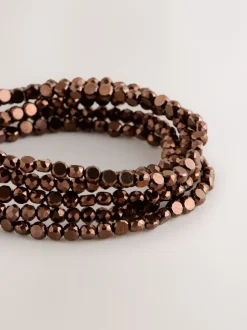 Sieraden|Next Chocoladebruin - Flat Facetted Bead Stretch Bracelet Pack