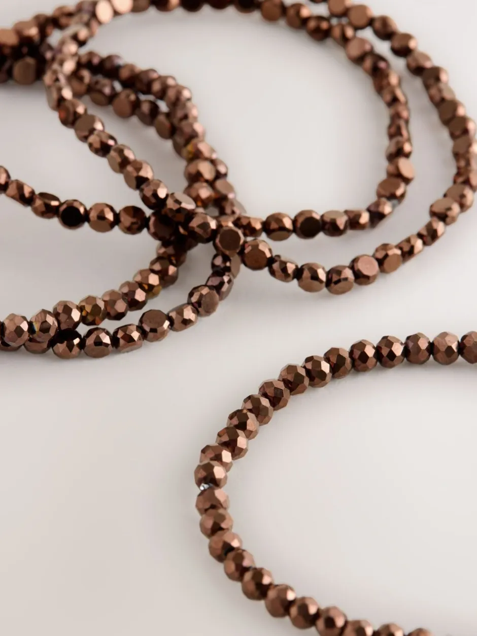 Sieraden|Next Chocoladebruin - Flat Facetted Bead Stretch Bracelet Pack