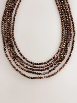 Sieraden|Next Chocoladebruin - Flat Facetted Bead Graduated Layer Necklace