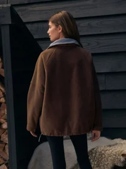 Hoody's En Sweatshirts*Next - Fleece trui met korte rits Chocoladebruin