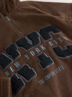 Hoody's En Sweatshirts*Next - Fleece trui met korte rits Chocoladebruin