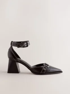 Schoenen Met Hakken|Next - Forever Comfort® Point Toe Buckle Block Heels Chocoladebruin