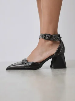Schoenen Met Hakken|Next - Forever Comfort® Point Toe Buckle Block Heels Chocoladebruin
