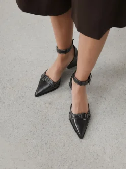 Schoenen Met Hakken|Next - Forever Comfort® Point Toe Buckle Block Heels Chocoladebruin