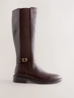 Ruimvallend En Extraruimvallend|Boots*Next - Forever Comfort® rijlaarzen met gesp Chocoladebruin