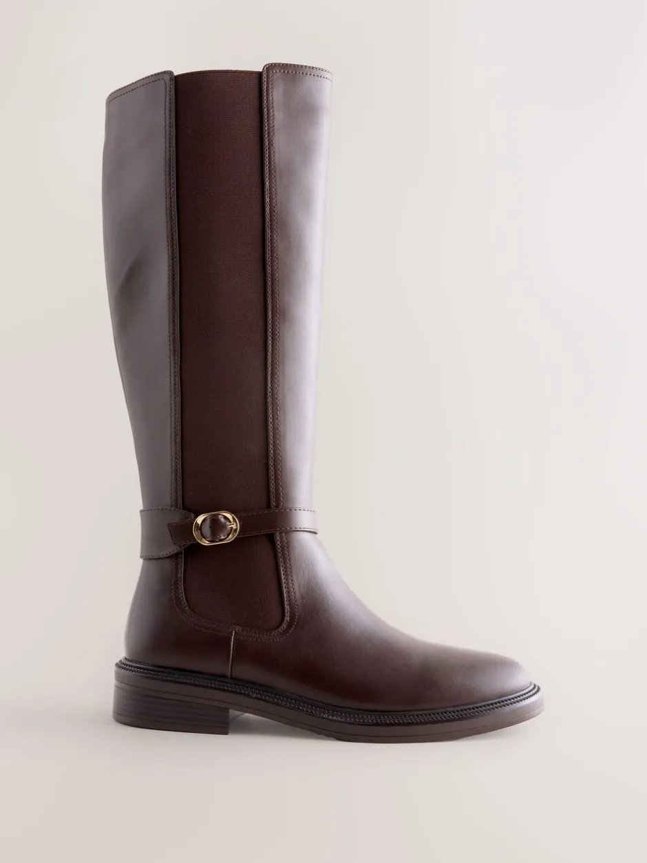 Ruimvallend En Extraruimvallend|Boots*Next - Forever Comfort® rijlaarzen met gesp Chocoladebruin