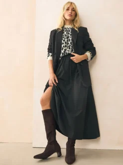 Ruimvallend En Extraruimvallend|Boots*Next - Forever Comfort® kniehoge soklaarzen met afgeronde spitse neus Chocoladebruin