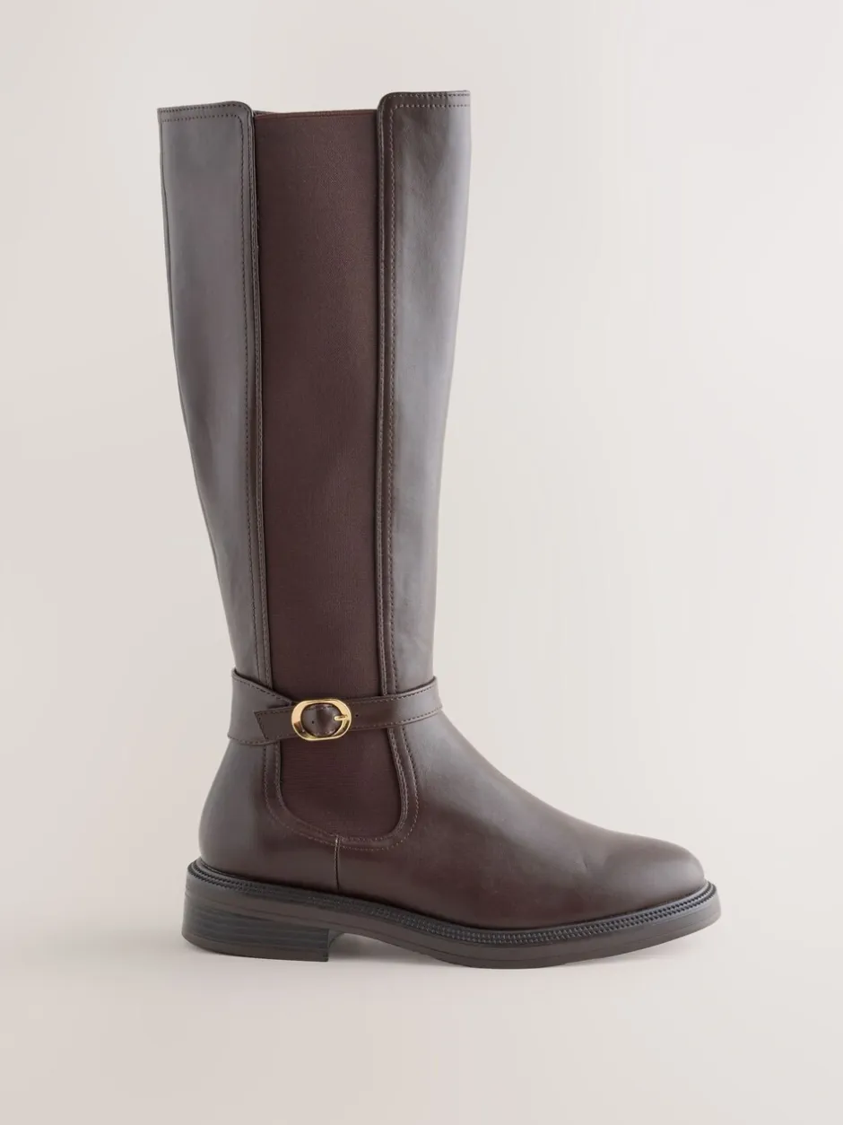 Ruimvallend En Extraruimvallend|Boots*Next - Forever Comfort® rijlaarzen met gesp Chocoladebruin
