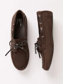 Lage Schoenen*Friends Like These - Slim Vetersluiting Comfort Imitatiesuède Bootschoen Instappers Chocoladebruin