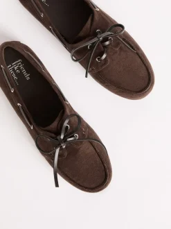 Lage Schoenen*Friends Like These - Slim Vetersluiting Comfort Imitatiesuède Bootschoen Instappers Chocoladebruin