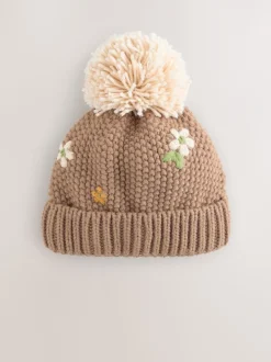 Mutsjes En Antikrabwantjes|Mutsen, Handschoenen En Sjaals*Next Chocoladebruin - Geborduurde beanie-muts (1-13jr)