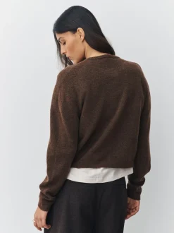 Gebreide Kleding*Next Chocoladebruin - Gebreid vest met ronde hals