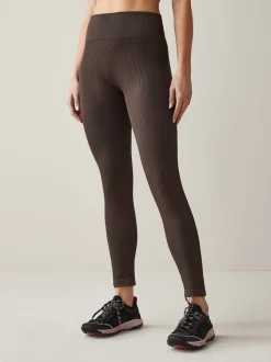 Leggings En Joggingbroeken*Next Chocoladebruin - Geribbelde naadloze legging met hoge taille
