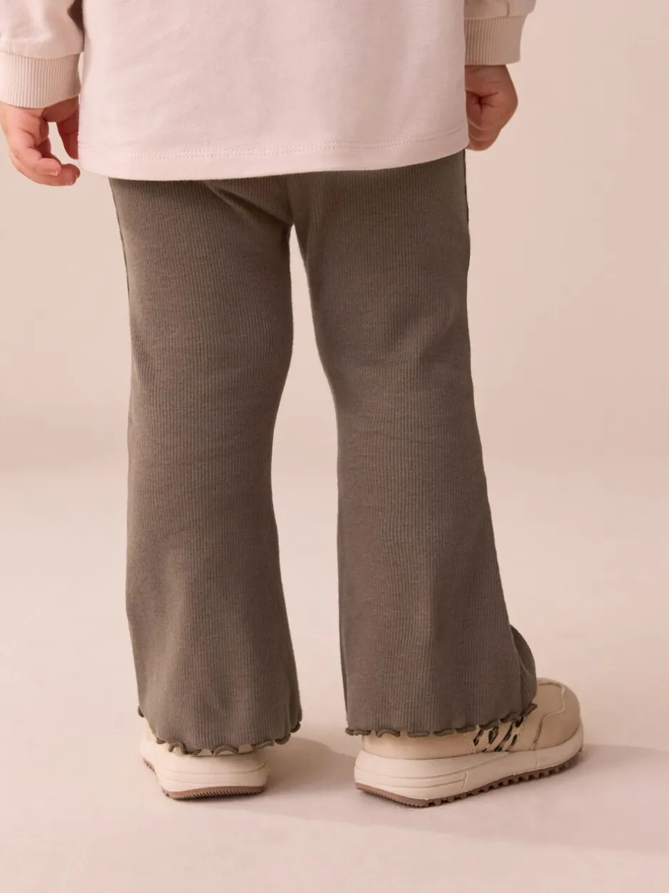Broeken En Leggings*Next Chocoladebruin - Geribbelde flare legging (3 mnd-7 jr)