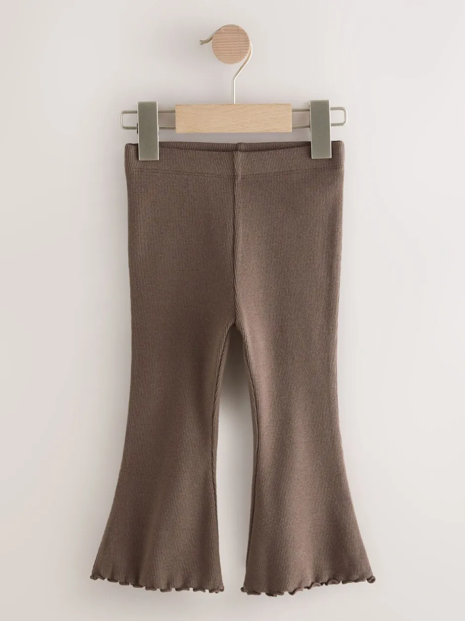 Broeken En Leggings*Next Chocoladebruin - Geribbelde flare legging (3 mnd-7 jr)