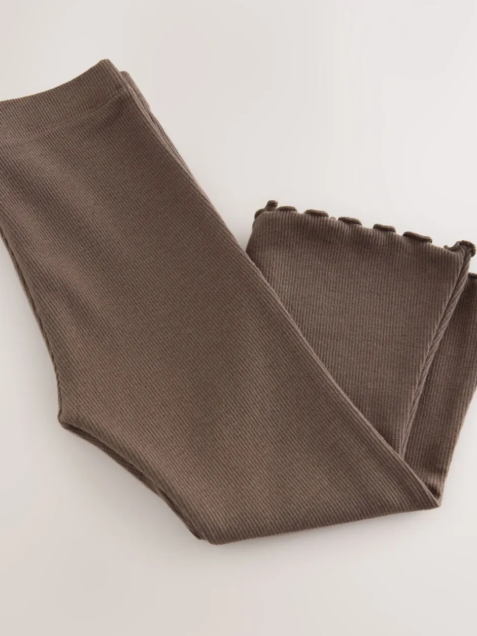 Broeken En Leggings*Next Chocoladebruin - Geribbelde flare legging (3 mnd-7 jr)