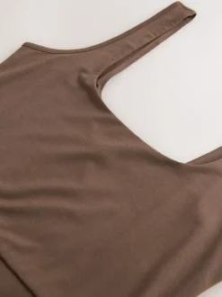 Jurken*Next - Getailleerde jersey zomerjurk Chocoladebruin