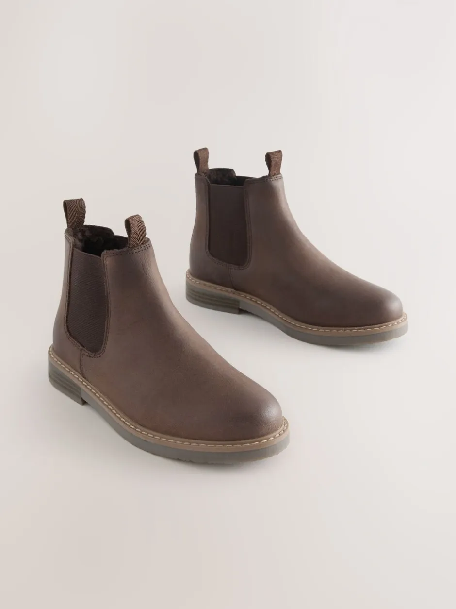 Boots|Next - Leren Chelsea laarzen Chocoladebruin