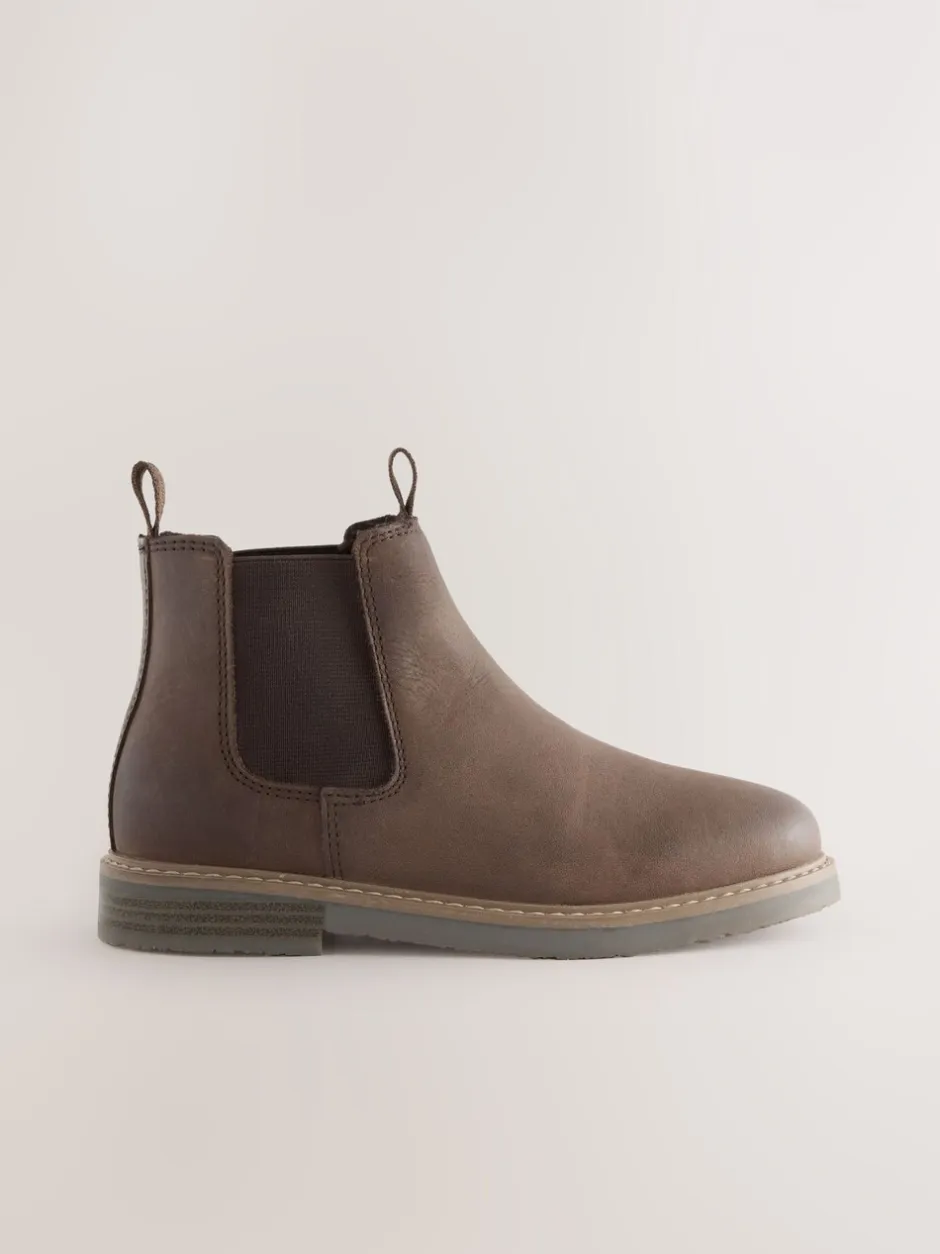 Boots|Next - Leren Chelsea laarzen Chocoladebruin