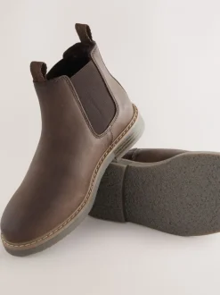 Boots|Next - Leren Chelsea laarzen Chocoladebruin