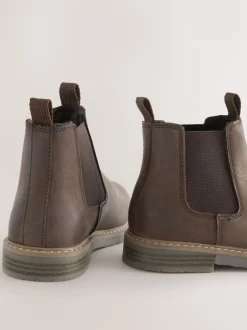 Boots|Next - Leren Chelsea laarzen Chocoladebruin