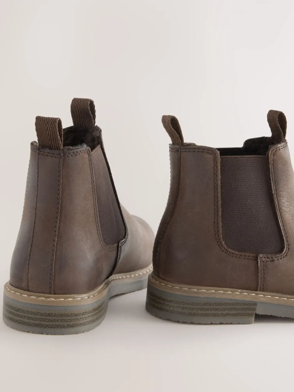 Boots|Next - Leren Chelsea laarzen Chocoladebruin