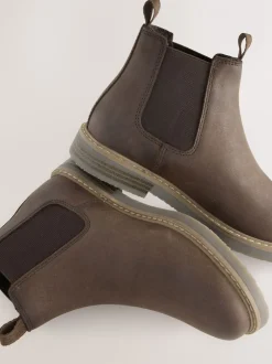 Boots|Next - Leren Chelsea laarzen Chocoladebruin