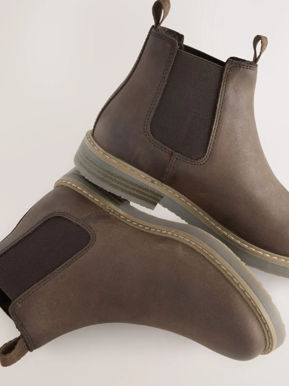 Boots|Next - Leren Chelsea laarzen Chocoladebruin