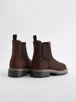 Boots|Next - Leren warmgevoerde Chelsea-laarzen Chocoladebruin