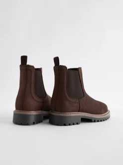 Boots|Next - Leren warmgevoerde Chelsea-laarzen Chocoladebruin