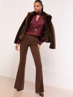 Kostuums En Werkkleding|Broeken|Lipsy - - Contour flare bootleg-broek met hoge taille Chocoladebruin