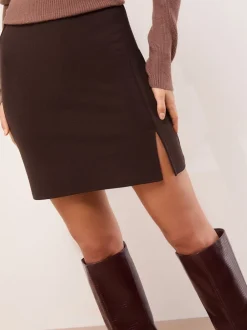 Rokken|Lipsy - minirok met zijsplit Chocoladebruin