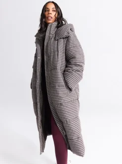 Jassen En Jacks*Next Chocoladebruin - Long Padded Check Longline Coat