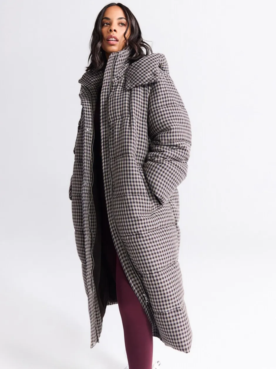 Jassen En Jacks*Next Chocoladebruin - Long Padded Check Longline Coat
