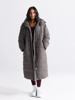 Jassen En Jacks*Next Chocoladebruin - Long Padded Check Longline Coat