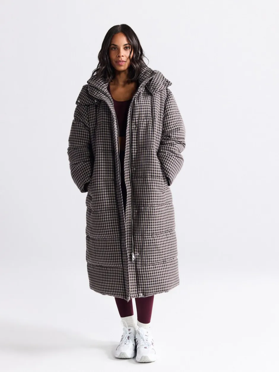Jassen En Jacks*Next Chocoladebruin - Long Padded Check Longline Coat