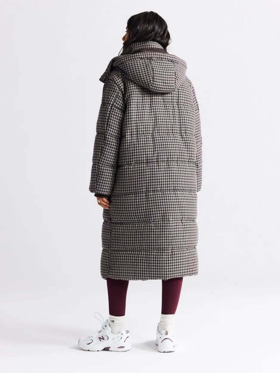 Jassen En Jacks*Next Chocoladebruin - Long Padded Check Longline Coat
