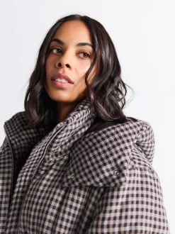 Jassen En Jacks*Next Chocoladebruin - Long Padded Check Longline Coat
