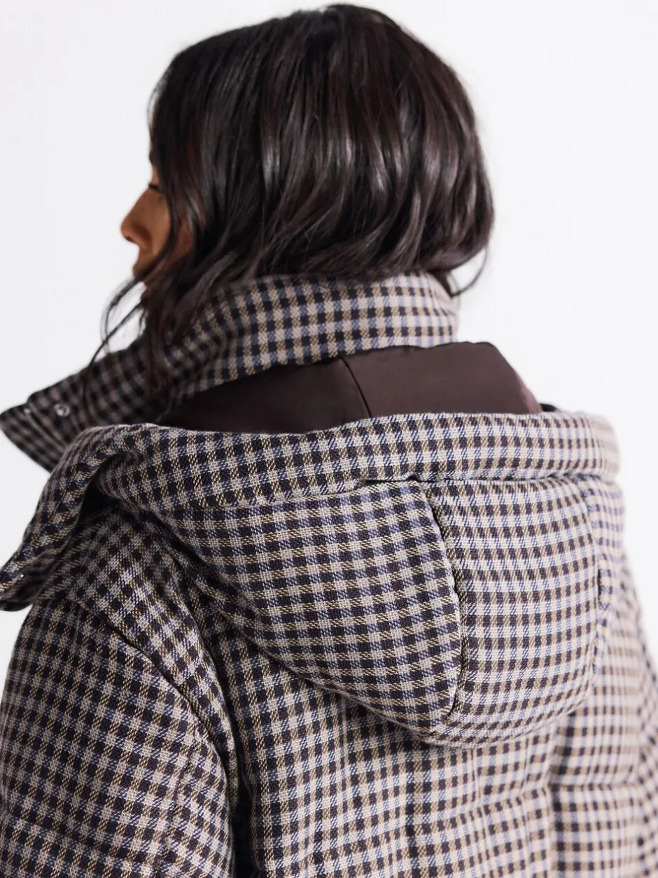 Jassen En Jacks*Next Chocoladebruin - Long Padded Check Longline Coat