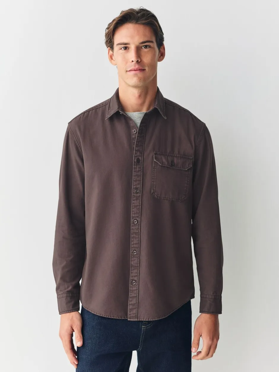 Formele Overhemden*Next - Long Sleeve Garment Dyed Oxford Shirt Chocoladebruin