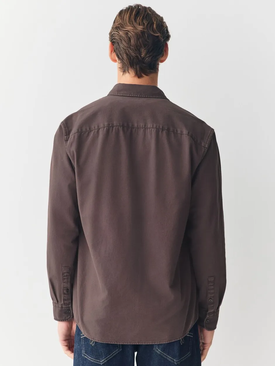 Formele Overhemden*Next - Long Sleeve Garment Dyed Oxford Shirt Chocoladebruin