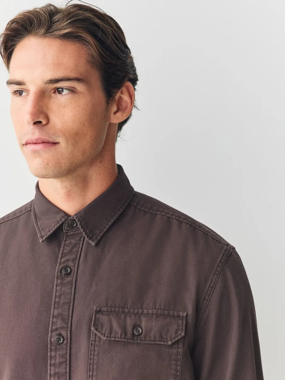 Formele Overhemden*Next - Long Sleeve Garment Dyed Oxford Shirt Chocoladebruin